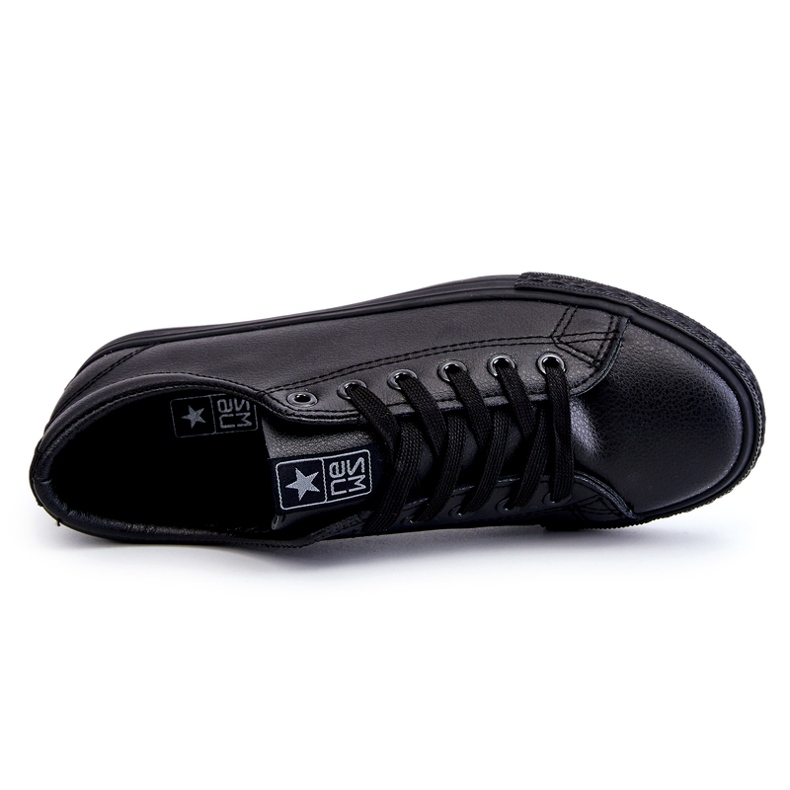 News Adidatori negri legați din piele pentru femei negru 1