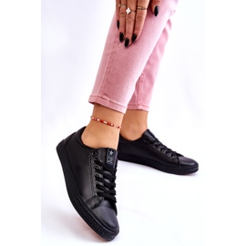 News Adidatori negri legați din piele pentru femei negru 3