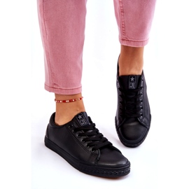 News Adidatori negri legați din piele pentru femei negru 5