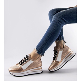 Tenisi aurii cu sclipici pe platforma Marce de aur 1