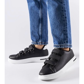 Tenisi Paré negri cu inchidere Velcro negru 1