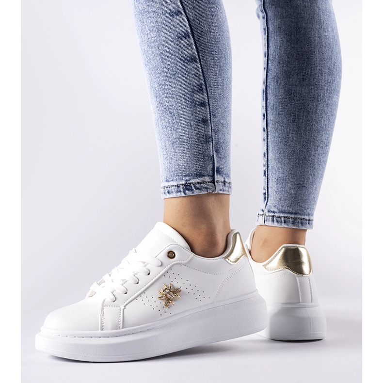 Tenisi albi cu aplicare Fairfax din zircon 1 Tenisi albi cu aplicare Fairfax din zircon 1