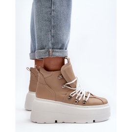 Pantofi sport pentru femei Zazoo 3416 din piele, bej 1