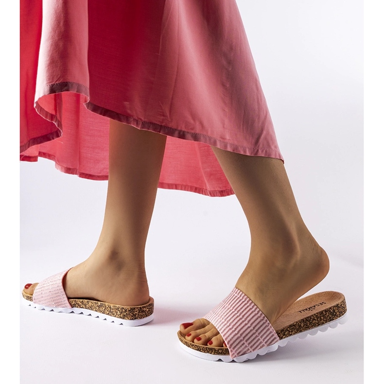 Șlapi Issiglio roz strălucitori 2