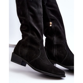 Cizme de cowboy din piele intoarsa Zazoo 3427 negre negru 2