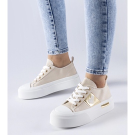 Adidași cu platformă Lawton bej și auriu 1