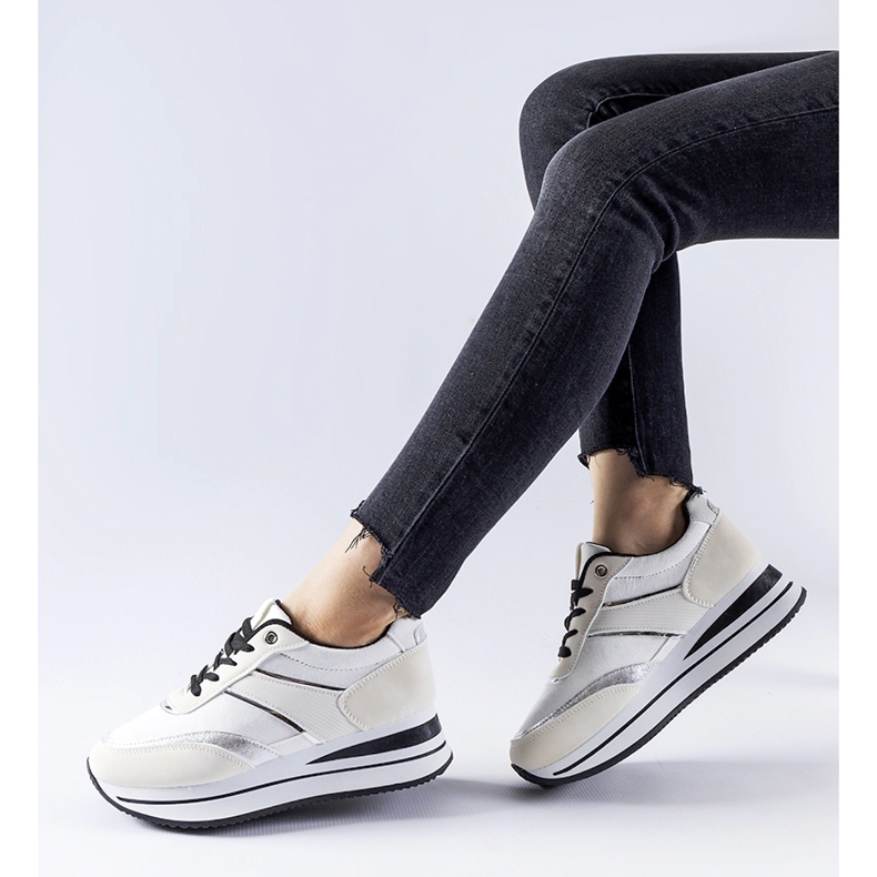 Tenisi albi pe platforma Nutter bej 1