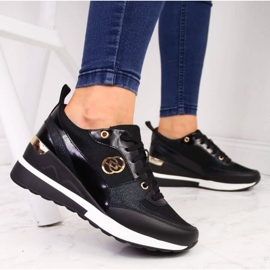 Pantofi cu pană eVento W EVE274A, negri negru 2