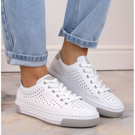 Pantofi alb din piele ajurata Rieker W RKR642 2