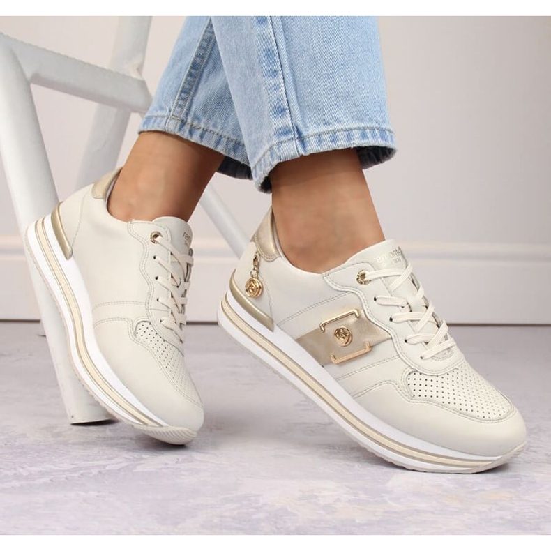 Rieker Pantofi din piele bej Remonte W RKR643 2