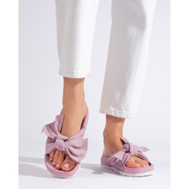 SHELOVET Papuci la modă cu fundă roz 2 SHELOVET Papuci la modă cu fundă roz 2