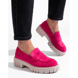 Pantofi de dama roz de piele intoarsa 1
