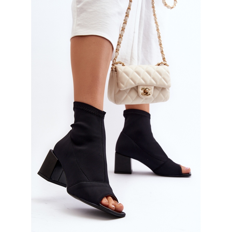 Zazoo 2876 Cizme Damă Cu Toc Înalt Cu Degete Deschise, Negru 2