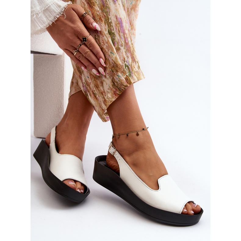 Sandale din piele pentru femei Zazoo 2893 cu talpă groasă, albă 1