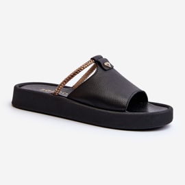 Flip-flops din piele pentru femei Zazoo 2896, negru 1