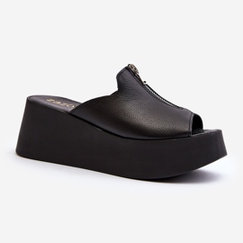 Flip-flops pentru femei Zazoo 2916 pe o platformă masivă cu fermoar, negru 2