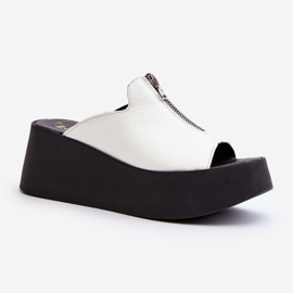 Flip-flops pentru femei Zazoo 2916 pe o platformă masivă cu fermoar, alb 1