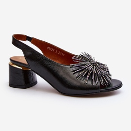 Sandale Piele Cu Decorat Laura Messi 2719 Negru 2