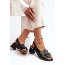 Sandale Piele Cu Decorat Laura Messi 2719 Negru 1