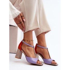 Sandale din piele cu toc înalt Laura Messi 2759 violet 1