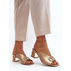 Flip-flops de damă elegante cu toc înalt Laura Messi 2771 Gold de aur 1