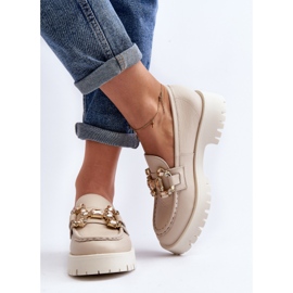 Mocasini De Dama Piele Cu Decorat CheBello 4369 Bej 1