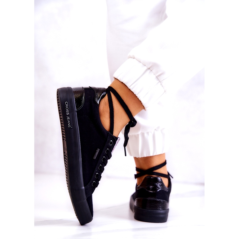 Cross Jeans Pantofi de damă Jeans cu cruce legată JJ2R4039C Negru 3