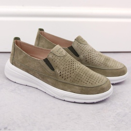 Pantofi sport slip-on, ajurat, din piele, verde T.Sokolski 278 1