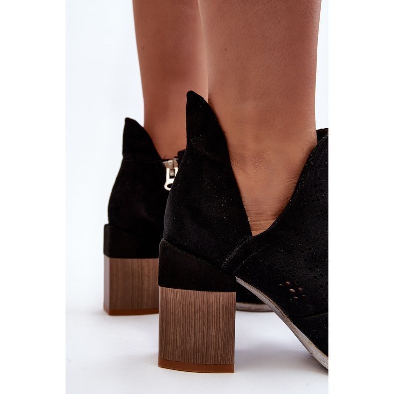 Cizme ajurate de damă, cu toc înalt, negre Niartima negru 1