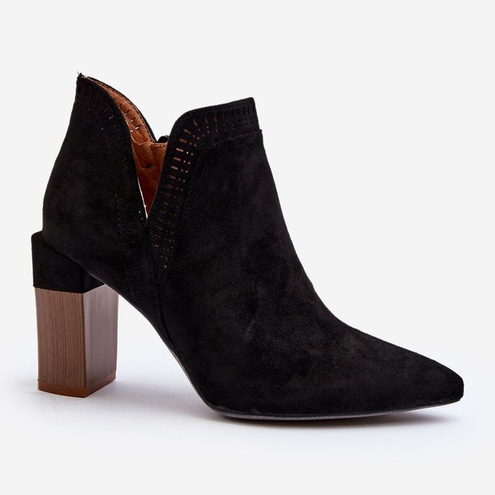 Botine Vailen Negre Cu Toc Înalt Cu Model Ajurat negru 1