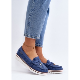 Mocasini ajurat de damă Blue Twista albastru 2