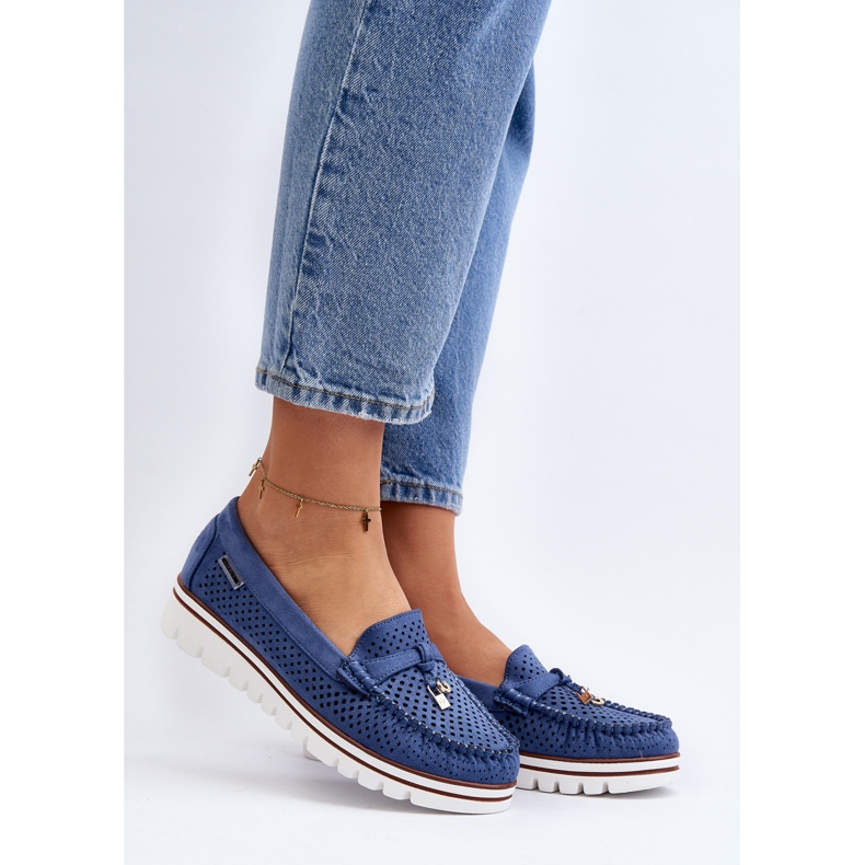 Mocasini ajurat de damă Blue Twista albastru 2