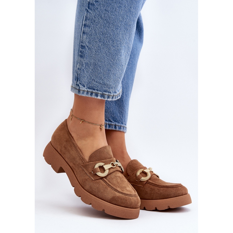 Mocasini De Dama Cu Decorat Railenes Camel maro 2