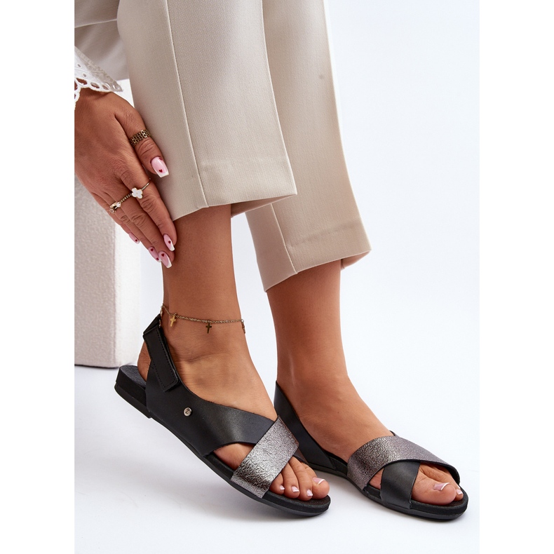 Zazoo 40141 Sandale Piele Cu Velcro, Negru 1