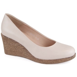 Pantofi cu pană Potocki W WOL132C, bej 1