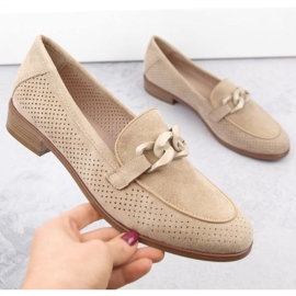Potocki W WOL211B pantofi ajurati din piele intoarsa, bej 1