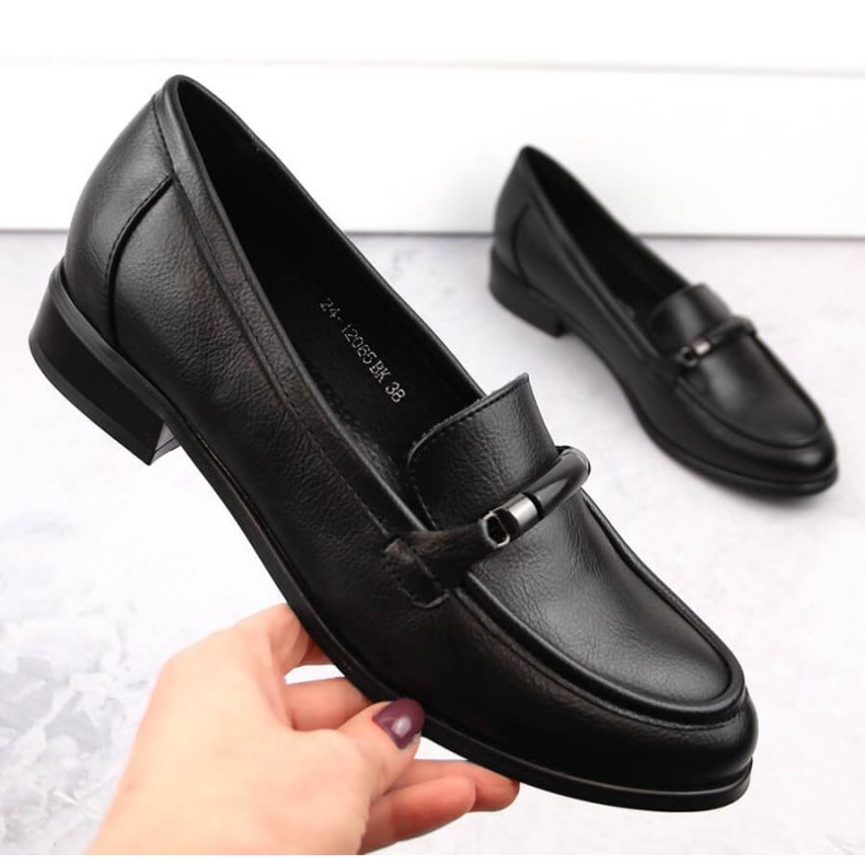 Potocki W WOL204A pantofi cu toc mic, negri negru 1