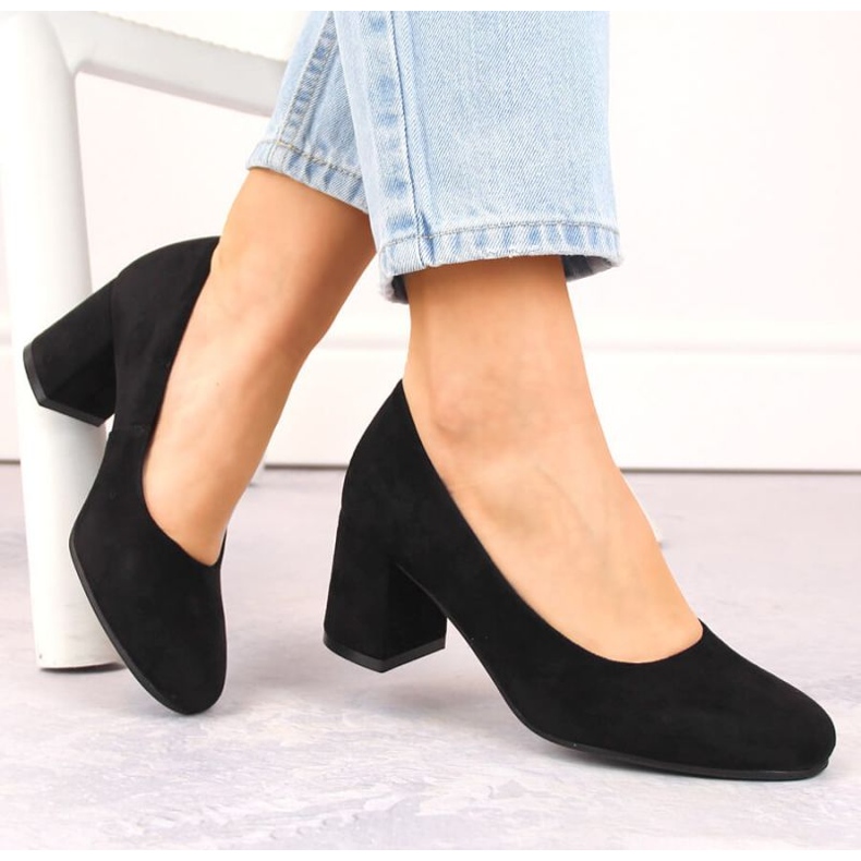 Pompe Potocki W WOL207A din piele intoarsa, neagra negru 2