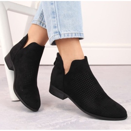 Botine din piele intoarsa cu toc mic Potocki W WOL212A, negre negru 2