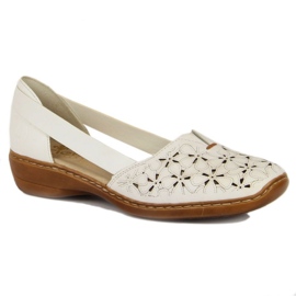 Pantofi din piele ajurata Rieker W RKR442B, alb 1