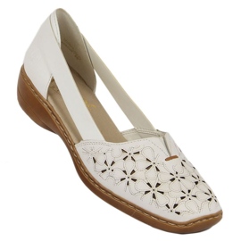 Pantofi din piele ajurata Rieker W RKR442B, alb 2