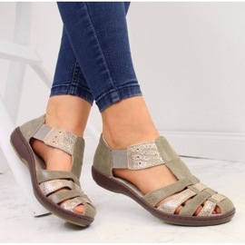 Sandale din piele T.Sokolski W SCA168A, bej si auriu 2