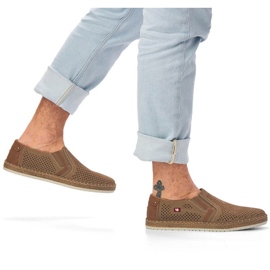 Pantofi ajurati din piele Rieker M RKR503A, bej 1