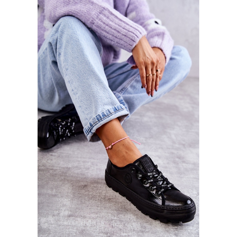 Pantofi la modă lăcuiți Big Star KK274044 Negri negru 2