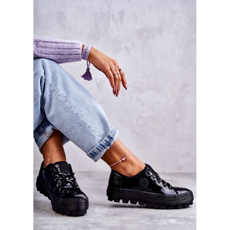 Pantofi la modă lăcuiți Big Star KK274044 Negri negru 3