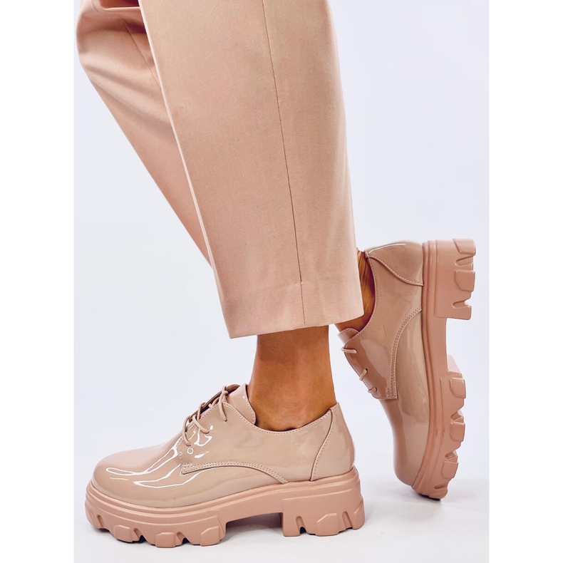 Mocasini Pragma Nude cu talpa inalta bej 2