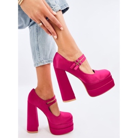 Pompe cu platformă din satin Prandi Fuchsia roz 1