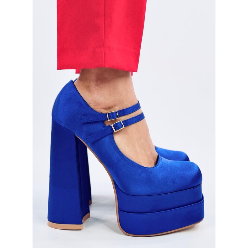 Pompe cu platformă din satin Prandi Blue albastru 2 Pompe cu platformă din satin Prandi Blue albastru 2