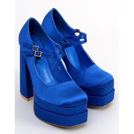 Pompe cu platformă din satin Prandi Blue albastru 1