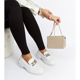 Mocasini alb din piele Goe LL2N4038 1